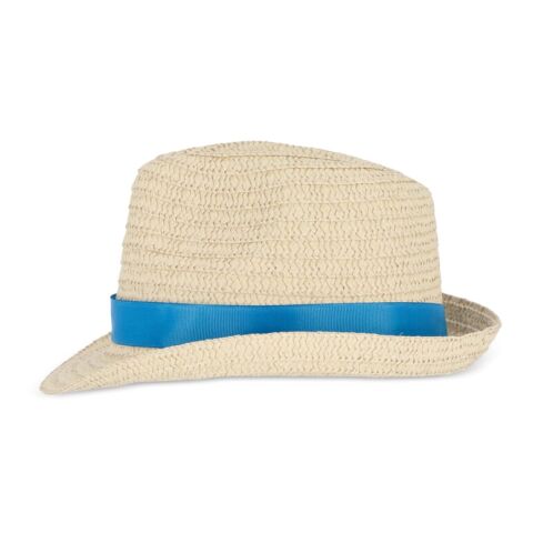 Sombrero de paja vegetal con banda de color Azul / Blanco | sin montaje de publicidad | no disponible | no disponible