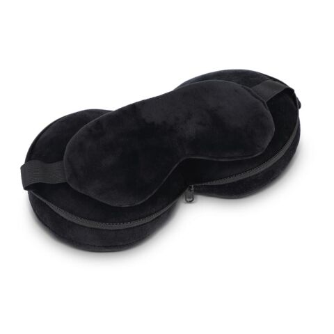 Almohada con antifaz de viaje y funda con cremallera Negro intenso | sin montaje de publicidad | no disponible | no disponible