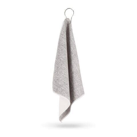 Toalla de golf de secado rápido con gancho R-PET 30x30cm sublimación Blanco-Gris