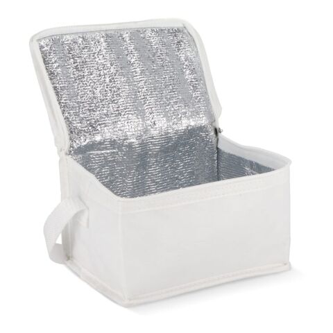 R-PET 6 Bolsa nevera para latas no tejida 20x 13 x 12,5 cm 75 g/m². Blanco | sin montaje de publicidad | no disponible | no disponible
