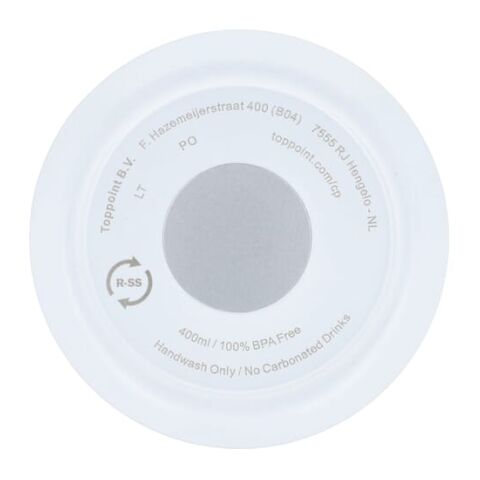 Termo de acero inoxidable reciclado para café para llevar, 400 ml. Blanco | sin montaje de publicidad | no disponible | no disponible