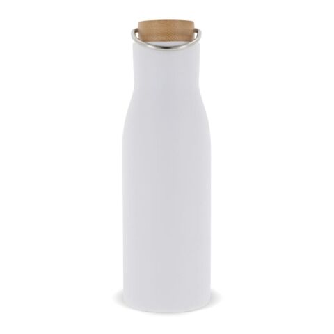 Botella térmica con tapón de bambú 500ml Blanco | sin montaje de publicidad | no disponible | no disponible | no disponible