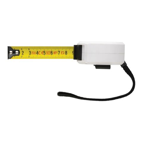 Flexómetro de bambú FSC® de plástico reciclado RCS 5M/19mm blanco | sin montaje de publicidad | no disponible | no disponible