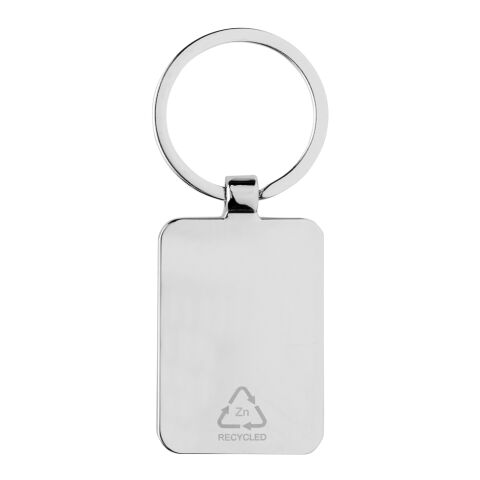 Llavero rectangular aleación de zinc reciclado RCS con bambú plata-marron | sin montaje de publicidad | no disponible | no disponible