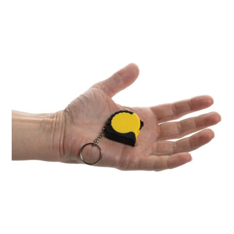 Llavero con cinta de 1m de ABS reciclado MeasureMate RCS amarillo