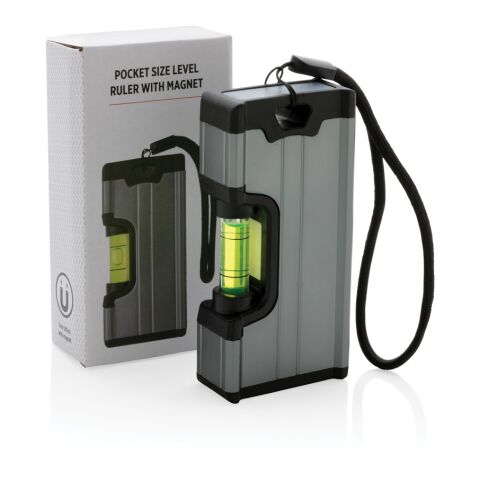 Regla de nivel de bolsillo con imán gris | sin montaje de publicidad | no disponible | no disponible
