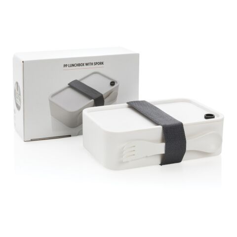 Fiambrera PP con cubiertos blanco | sin montaje de publicidad | no disponible | no disponible