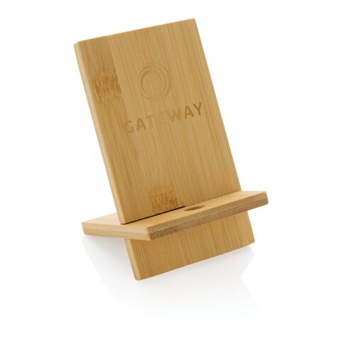 Soporte para teléfono de bambú FSC® en caja kraft FSC® marron | sin montaje de publicidad | no disponible | no disponible