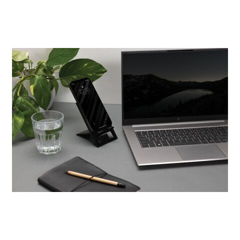 Soporte teléfono plegable plástico reciclado RCS SnapStand negro | sin montaje de publicidad | no disponible | no disponible