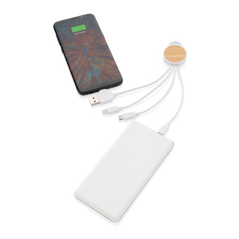 Cable redondo Ontario 6 en 1 de plástico reciclado RCS blanco | sin montaje de publicidad | no disponible | no disponible