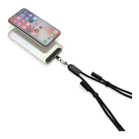 Cable telefónico ajustable LoopAmp RCS RPET cable de 60W negro | sin montaje de publicidad | no disponible | no disponible