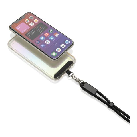 Correa de muñeca para teléfono LoopAmp RCS RPET y cable 60W negro | sin montaje de publicidad | no disponible | no disponible