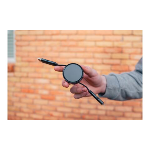 Cable retráctil 6 en 1 de aluminio reciclado Terra RCS gris | sin montaje de publicidad | no disponible | no disponible