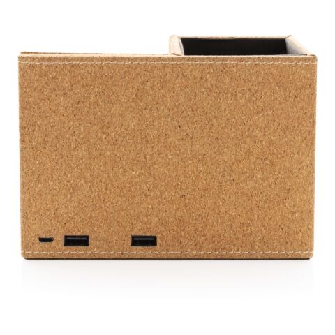 Portalápices de corcho y cargador inalámbrico de 5W marrón | sin montaje de publicidad | no disponible | no disponible