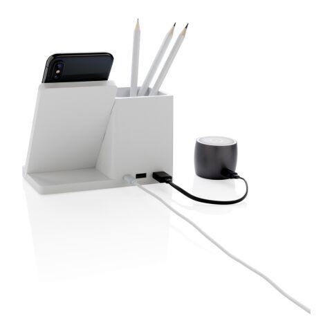 Cargador Ontario 10W de plástico reciclado FSC® y RCS Blanco | sin montaje de publicidad | no disponible | no disponible