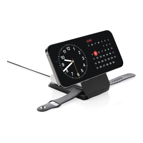 Cargador inalámbrico magnético Swiss Peak RCS rPU 15W 3 en 1 negro | sin montaje de publicidad | no disponible | no disponible