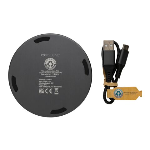 Cargador inalámbrico Terra RCS de aluminio reciclado de 10W gris | sin montaje de publicidad | no disponible | no disponible