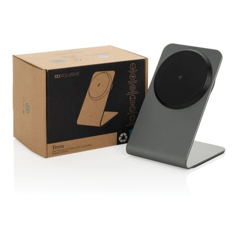 Soporte magnético Terra con carga inalámbrica aluminio 15W gris | sin montaje de publicidad | no disponible | no disponible