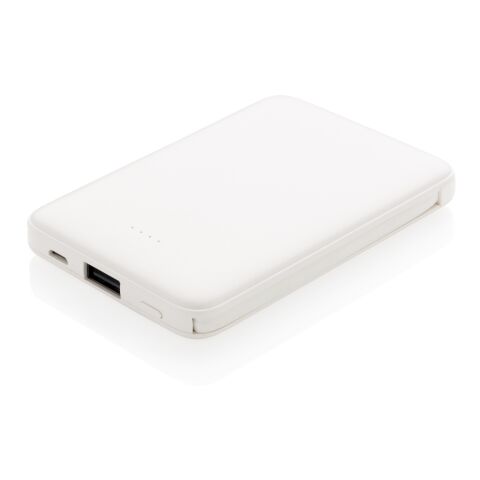 Powerbank 5.000 mAh de bolsillo con cables integrados blanco | sin montaje de publicidad | no disponible | no disponible