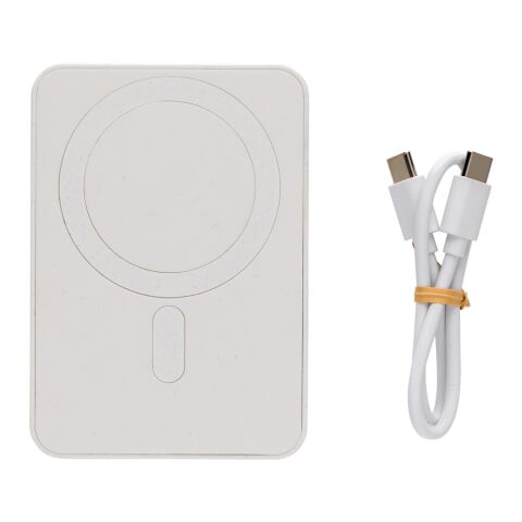 Powerbank Magnetix de 5000 mah de plástico reciclado RCS blanco | sin montaje de publicidad | no disponible | no disponible
