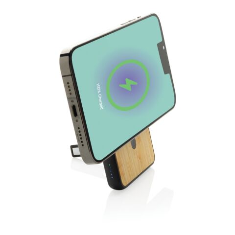 Powerbank magnático bambú Zen RCS rplastic 5.000 mAh negro | sin montaje de publicidad | no disponible | no disponible