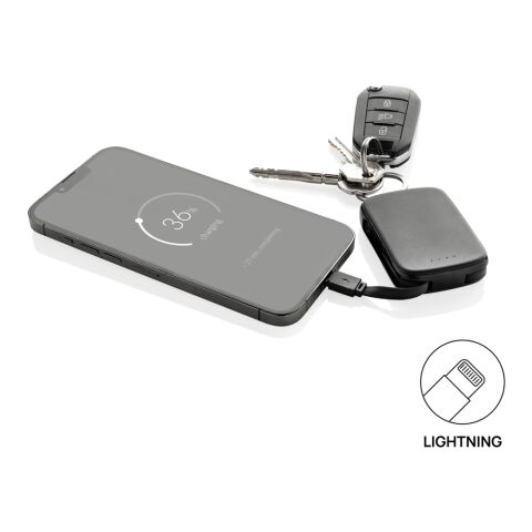 Llavero Nexo y batería externa 2000 mAh con cables RCS negro | sin montaje de publicidad | no disponible | no disponible