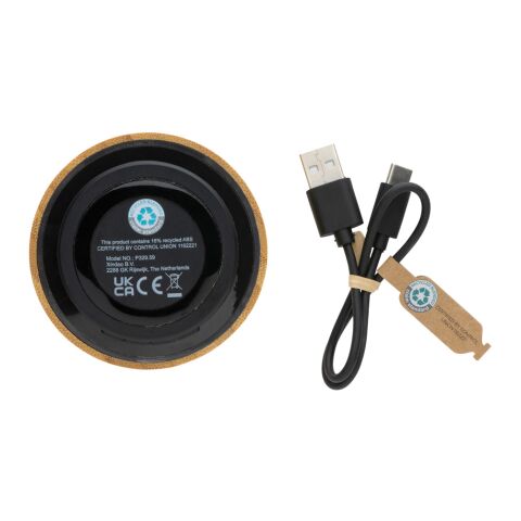 Altavoz inalámbrico FSC® bambú y RCS 3W negro | sin montaje de publicidad | no disponible | no disponible