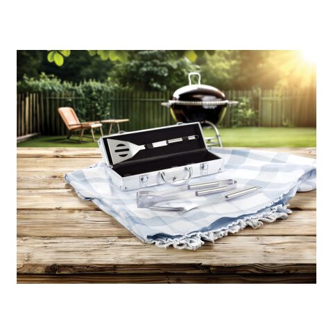 Set Barbacoa 3 piezas en caja de aluminio plata-negro | sin montaje de publicidad | no disponible | no disponible | no disponible