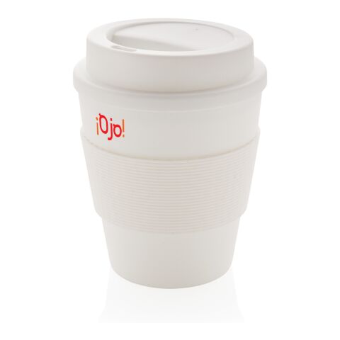 Taza de café reutilizable con tapa de rosca 350ml blanco