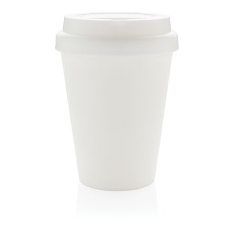 Taza de café reutilizable de doble pared 300ml blanco | sin montaje de publicidad | no disponible | no disponible