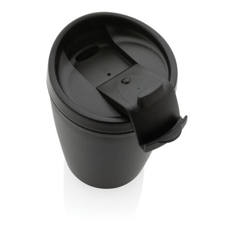 Taza de PP reciclado GRS con tapa abatible negro | sin montaje de publicidad | no disponible | no disponible
