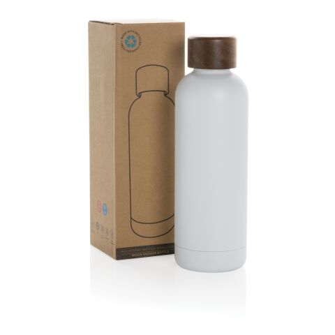 Botella Wood de acero inoxidable reciclado certificado RCS blanco | sin montaje de publicidad | no disponible | no disponible