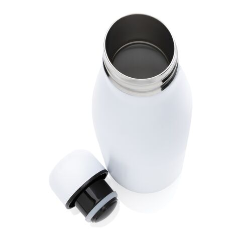 Botella de acero inoxidable al vacío de color sólido blanco | sin montaje de publicidad | no disponible | no disponible