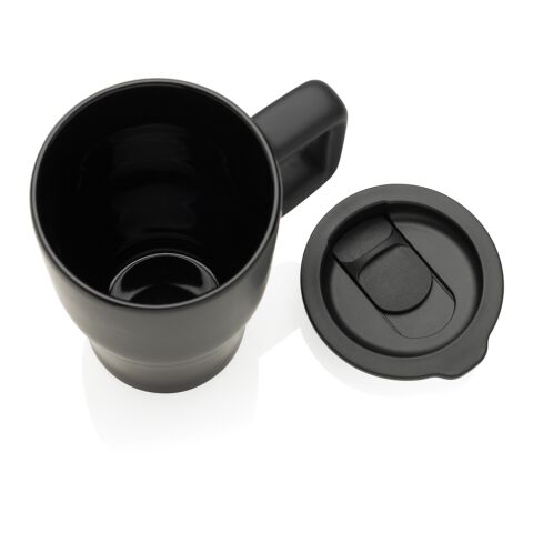 Taza cerámica de lujo 490 ml negro | sin montaje de publicidad | no disponible | no disponible