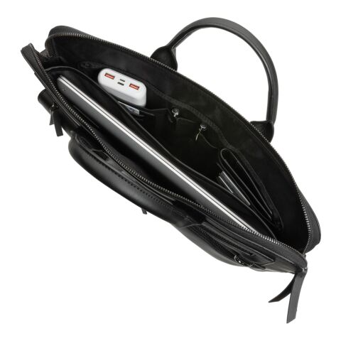 Maletín para portátil de 14&quot; GRS PU reciclado Swiss Peak negro | sin montaje de publicidad | no disponible | no disponible