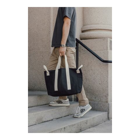 Bolsa playa BEAU AWARE™ lona reciclada 400 g/m² asa lateral negro