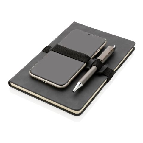 Cuaderno A5 de PU de tapa dura con soporte para teléfono gris | sin montaje de publicidad | no disponible | no disponible