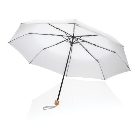 Mini paraguas RPET 190T de bambú 20.5" Impact AWARE ™ blanco | sin montaje de publicidad | no disponible | no disponible
