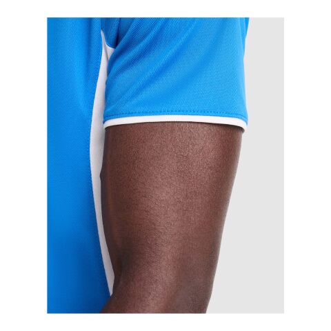 Polo deportivo unisex de manga corta "Montmelo" Azul real-Blanco | L