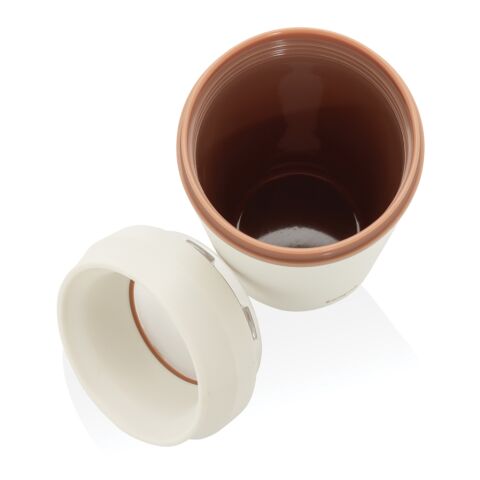 Vaso de plástico reciclado Topl To Go con tapa patentada 360 marron