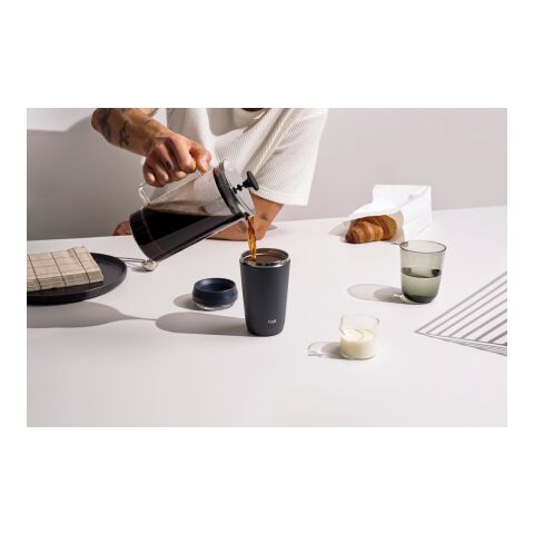 Taza Topl To Go de acero reciclado con tapa patentada 360 gris | sin montaje de publicidad | no disponible | no disponible