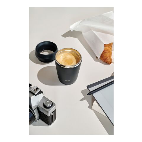 Taza Topl To Go de acero reciclado con tapa patentada 360 gris | sin montaje de publicidad | no disponible | no disponible