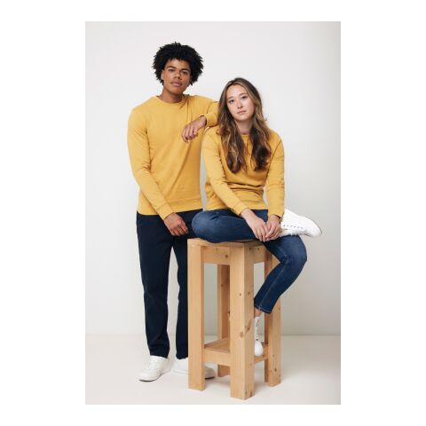 Suéter Zion cuello redondo algodón reciclado Iqoniq amarillo ocre | XXL | sin montaje de publicidad | no disponible | no disponible | no disponible