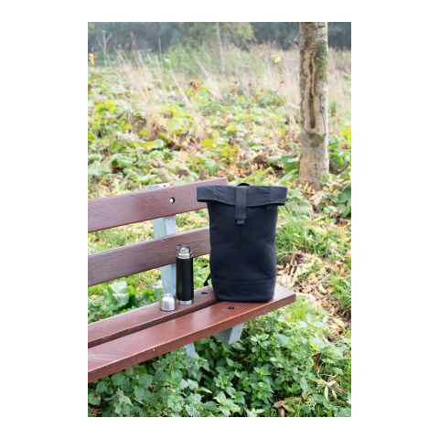 Mochila enrollable de poliéster Micah negro | sin montaje de publicidad | no disponible | no disponible