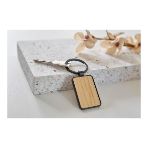 Llavero de metal y bambú Brigitte negro | sin montaje de publicidad | no disponible | no disponible