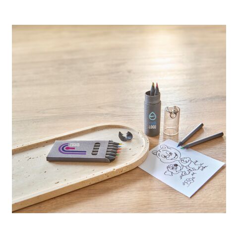 Set de escritura en tubo de cartón reciclado Beate negro | sin montaje de publicidad | no disponible | no disponible