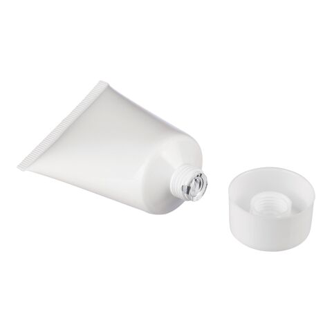 Tubo con protector solar de PE Maelis blanco | sin montaje de publicidad | no disponible | no disponible