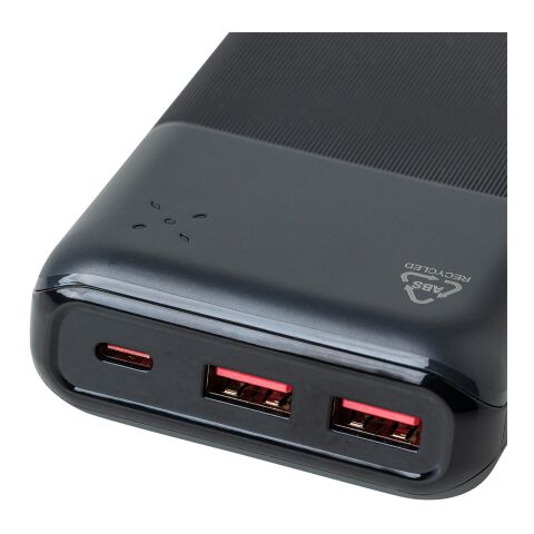 Power Bank de ABS reciclado Rayen negro | sin montaje de publicidad