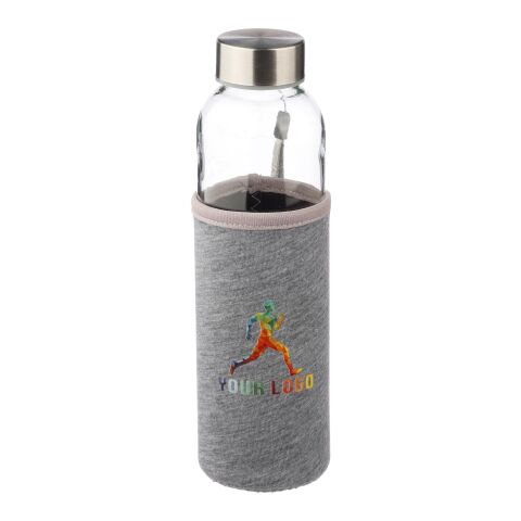 Botella de cristal (500 ml) con funda de neopreno gris