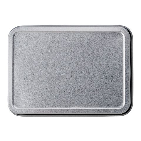 Lata de metal con naipes plata
